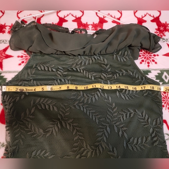 Amazing WHBM Green Lace Off The Shoulder Top - Picture 7 of 7